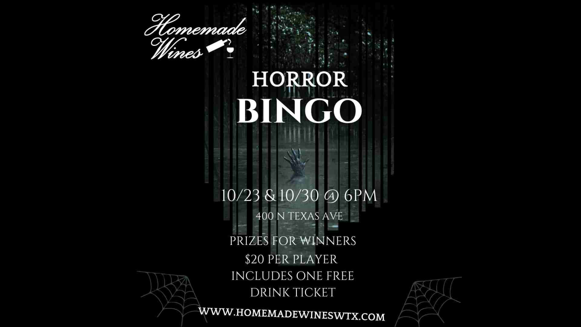 Horror Bingo at Homemade Wines on October 23, 2023 in Odessa, TX