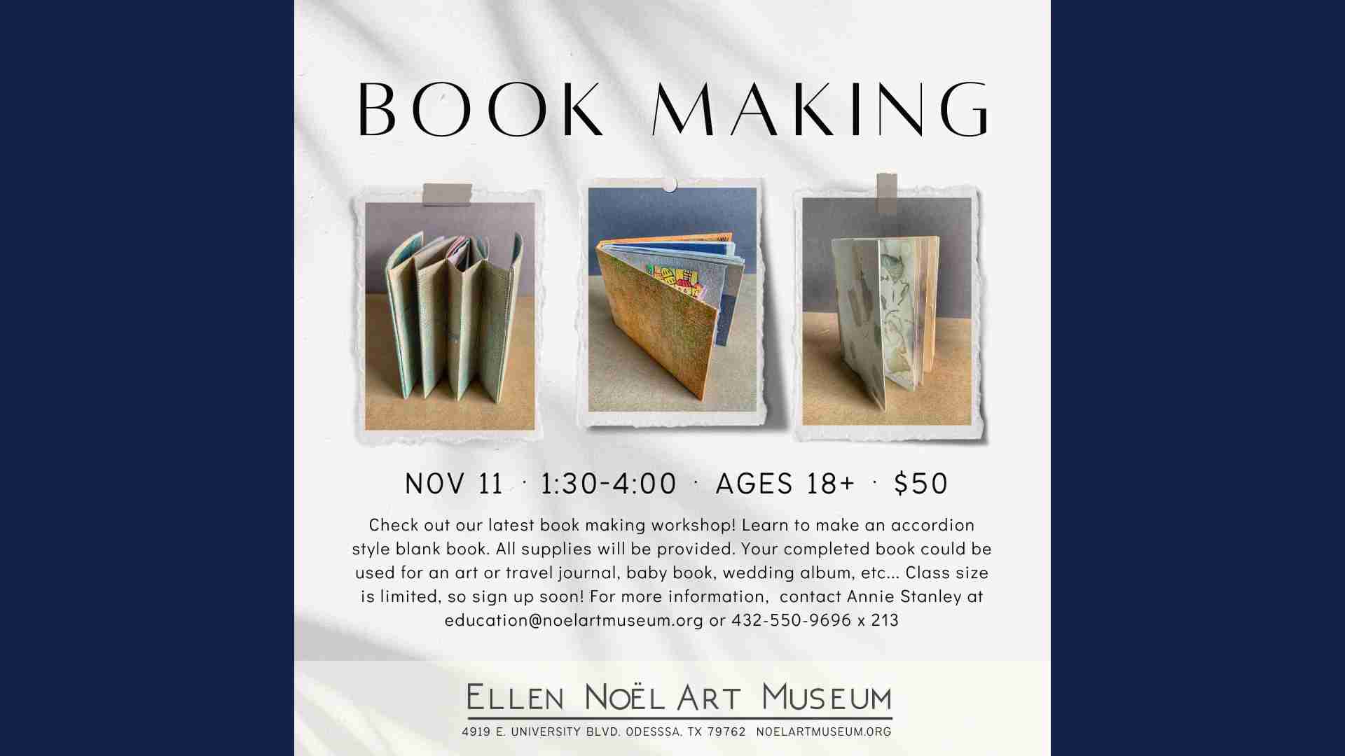Book Making at Noel Art Museum on November 1, 2023 in Odessa, TX