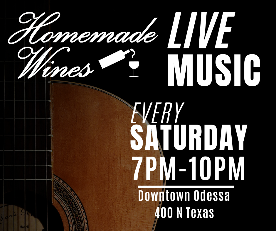 Enjoy Live Music every Saturday evening from 7pm-10pm at Homemade Wines