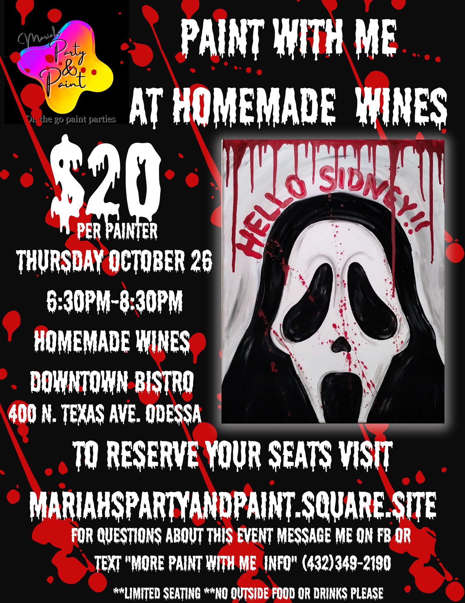Paint With Me at Homemade Wines on October 26, 2023 in Downtown Odessa
