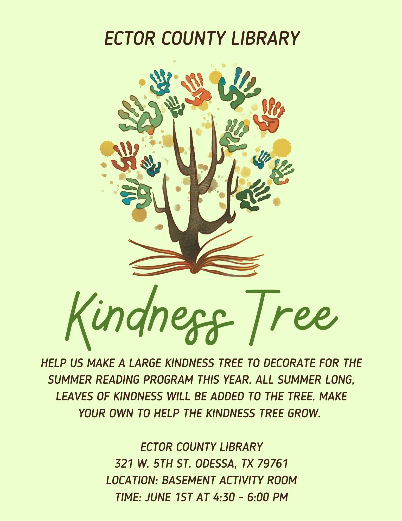 Ector County Library hosts Kindness Tree Class on June 1, 2023