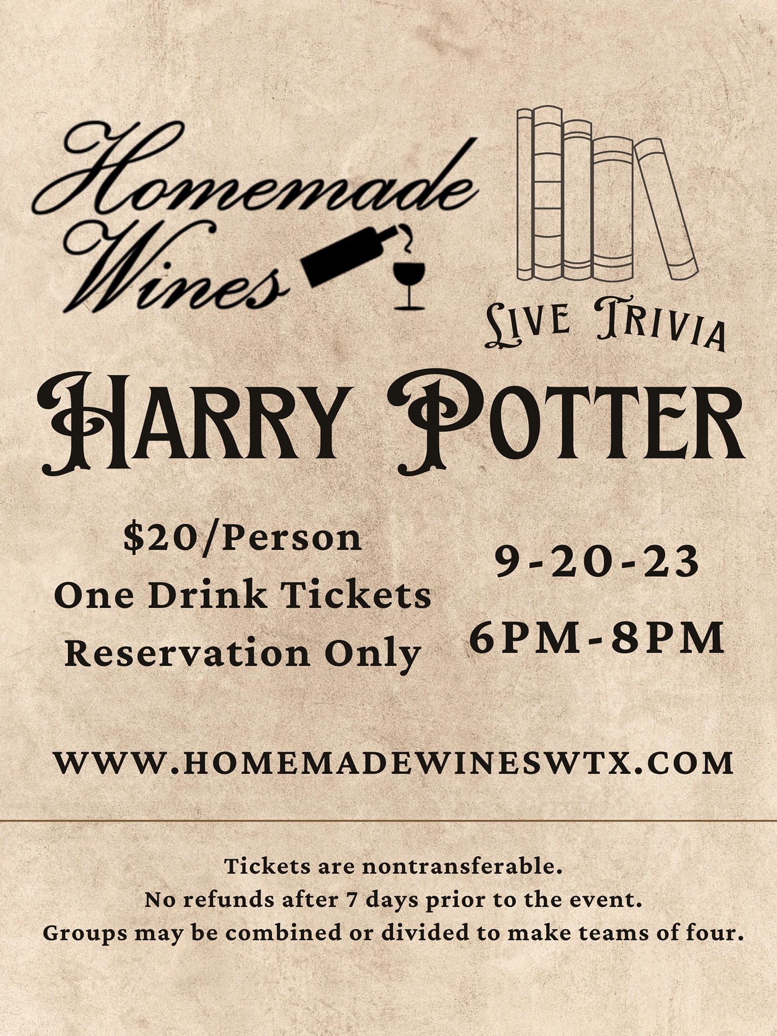 Harry Potter Trivia Night at Homemade Wines