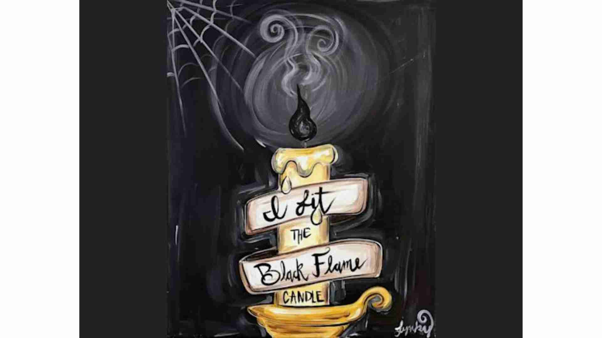 Black Flame Candle at Cheers to Paint on October 19, 2023 in Odessa, TX