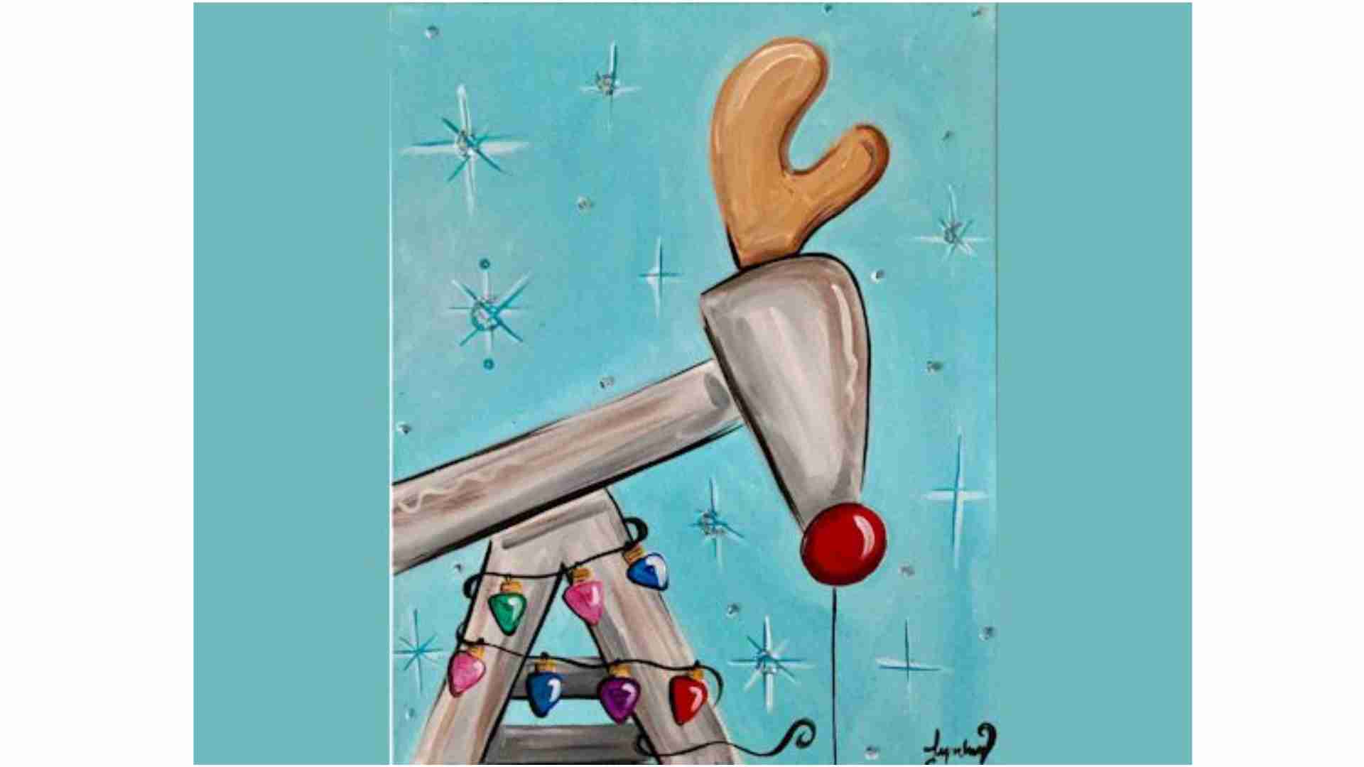 Pumpjack Reindeer at Cheers to Paint on Dec. 18, 2023 in Odessa, TX