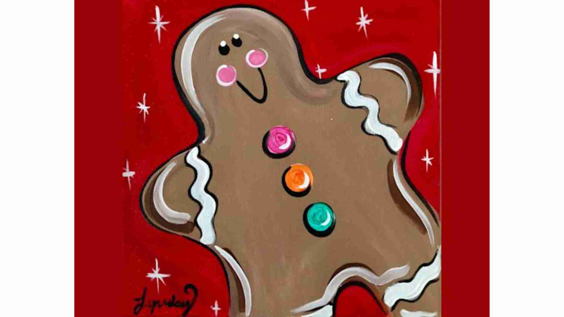 Gingerbread Man at Cheers to Paint on Dec. 23, 2023 in Odessa, TX