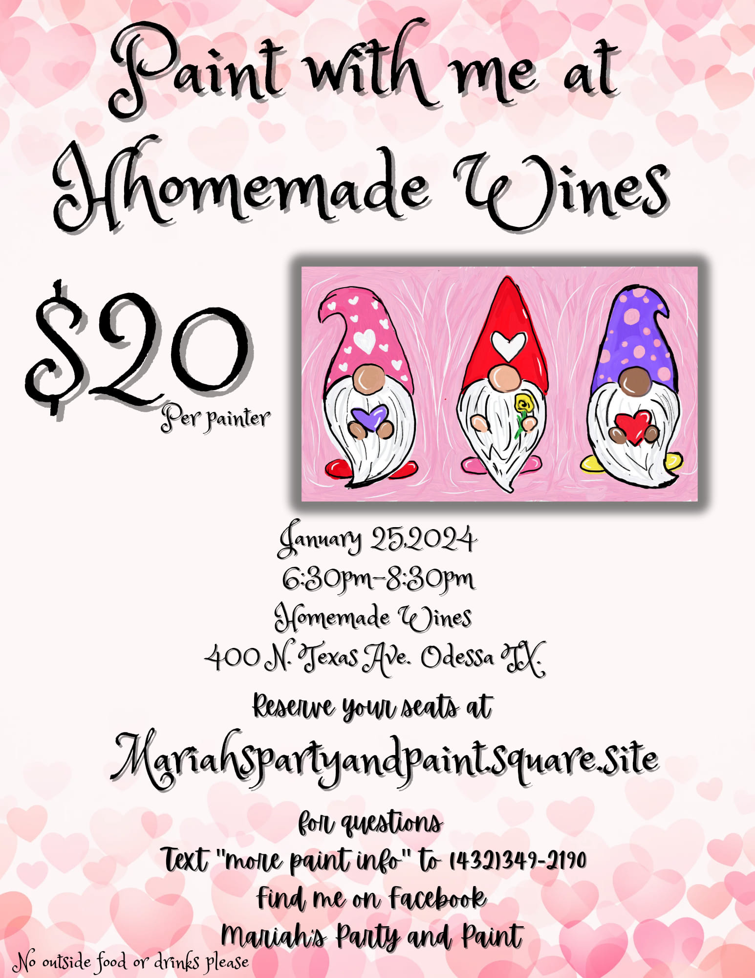 Gnome Painting Class at Homemade Wines in Downtown Odessa, TX