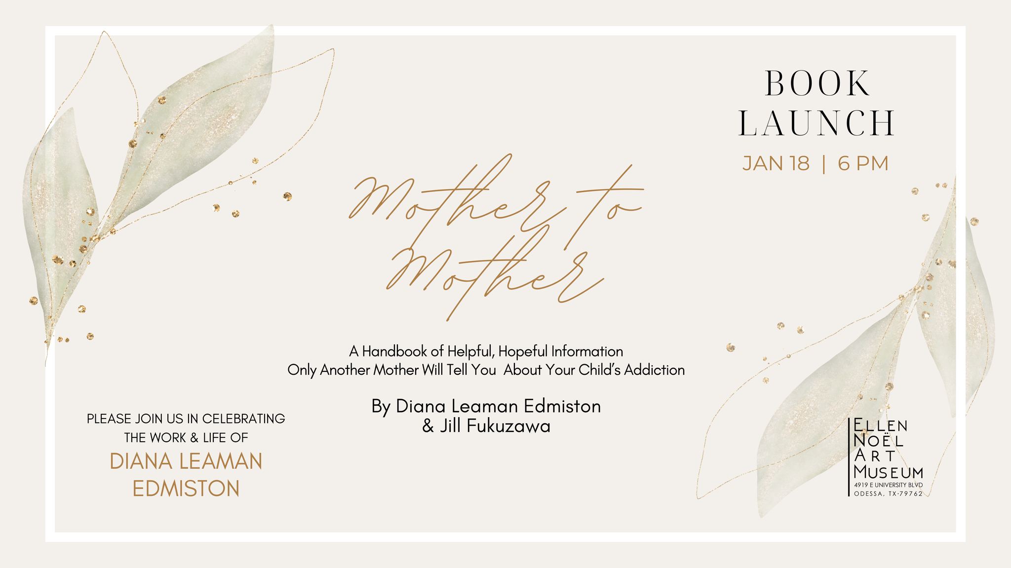 Mother to Mother Book Launch on January 18, 2024 at the Ellen Noel Art Museum