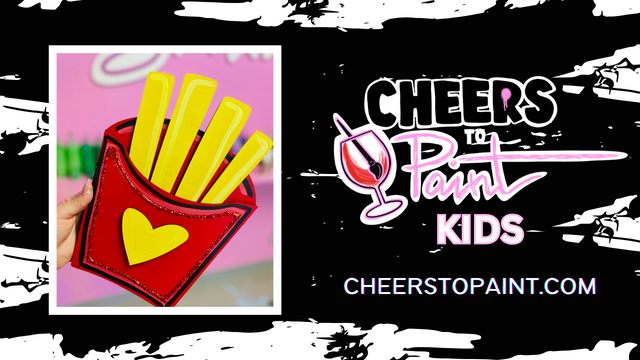 Kid's French Fries Wood Decor Painting Class at Cheers To Paint Studio on February 24, 2024
