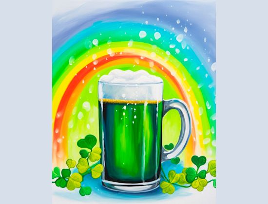 Tall Glass of Luck Painting Class - Cheers To Paint Studio - March 14, 2024