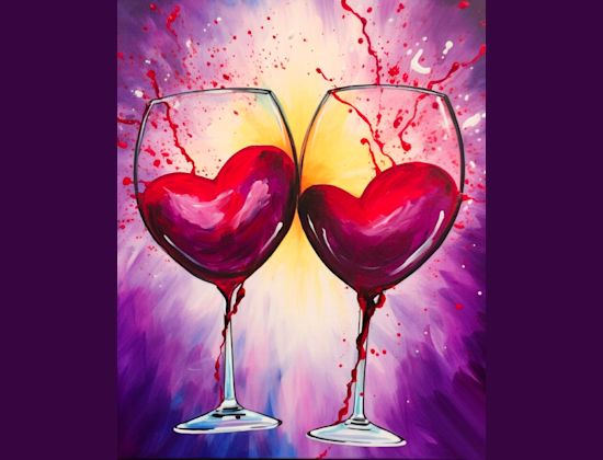 Wine Glass Splash Painting Class - Cheers To Paint Studio - March 22, 2024